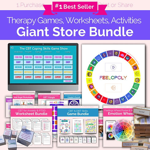 Anxiety and PTSD CBT Worksheet Bundle Download | Mental Health | Worksheets | Games | Activities